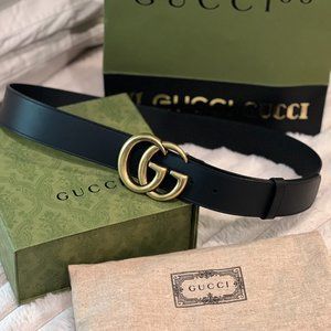 GUCCI 2015 RE-EDITION WIDE LEATHER BELT Size 95